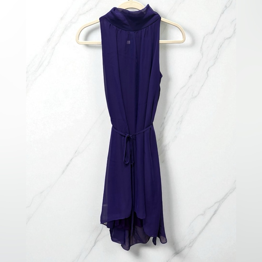 Lola & Sophie High Low Purple High-Neck Mini Dress Size XS